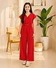 Little Marine Cotton Blend Knit Half Sleeves Solid Jumpsuit - Red