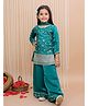 KID1 Woven Three Fourth Sleeves Floral Embroidered Kurti & Palazzo With Dupatta Set - Green