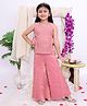 KID1 Woven Sleeveless Zari Embroidered Sequins Embellished Top & Palazzo Set - Pink