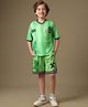 Kidsville Knit Minecraft Featuring Half Sleeves Creeper Printed Tee & Shorts Set - Green
