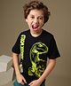 Kidsville Cotton Knit Jurassic World Featuring Half Sleeves Dinosaur Printed Tee - Black