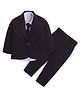 Lil' Homies Jacquard Knit Full Sleeves Solid Shirt & Pant With Blazer Set - Burgundy