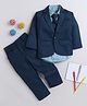 Lil' Homies Jacquard Woven Full Sleeves Solid & Abstract Printed 3 Piece Party Suit Set With Tie - Blue