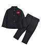 Lil' Homies Jacquard Woven Full Sleeves Solid Jodhpuri Set - Black