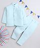Lil' Homies Jacquard Woven Full Sleeves Solid Jodhpuri Set - Mint