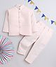 Lil' Homies Jacquard Woven Full Sleeves Solid Jodhpuri Set - Peach