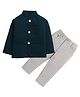 Lil' Homies Jacquard Woven Full Sleeves Solid Jodhpuri Set - Green