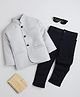 Lil' Homies Jacquard Woven Full Sleeves Solid Jodhpuri Set - Grey