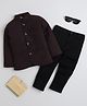 Lil' Homies Jacquard Woven Full Sleeves Solid Jodhpuri Set - Violet