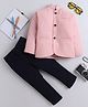 Lil' Homies Jacquard Woven Full Sleeves Solid Jodhpuri Set - Pink