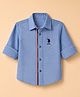US Polo Assn Cotton Woven Shirt with Full Sleeves and USPA Logo Embroidery in Blue