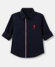 US Polo Assn Cotton Woven Shirt with Full Sleeves and USPA Embroidery in Navy Blue for 13-14 Years