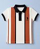 US Polo Assn 100% Cotton Knit Half Sleeves Striped T-Shirt with Horseman Embroidery - Orange