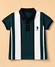 US Polo Assn 100% Cotton Knit Half Sleeves Striped Collar Neck T-Shirt with Horseman Embroidery - Teal Blue
