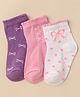 Kookie Kids 100% Cotton Socks with Ankle Length and Bow Design Pack of 3 - White Purple & Pink
