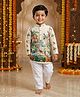 Ridokidz Cotton Woven Full Sleeves Floral & Birds Printed Kurta Pajama Set - OffWhite