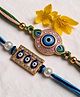 WENS Evil Eye Diamond Stone Embellished Rakhi Duo for Bhaiya & Bhabhi