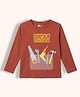Orange Sugar Cotton Knit Full Sleeves Super Fixer Text Printed Tee - Red