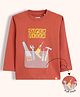 Orange Sugar Cotton Knit Full Sleeves Super Fixer Text Printed Tee - Red
