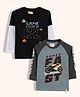 Orange Sugar Cotton Knit Pack Of 2 Full Sleeves Game Over & Super Fast Text Printed Tees - Black & Grey
