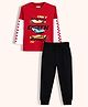 Orange Sugar 100% Cotton Knit Full Doctor Sleeves Racing Cars Printed Tee & Joggers Set - Red & Black