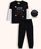 Orange Sugar 100% Cotton Knit Full Doctor Sleeves Space Theme & Game Over Text Printed Tee & Joggers Set - Black