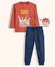 Orange Sugar 100% Cotton Knit Full Sleeves Tools Printed Tee & Joggers Set - Red & Royal Blue