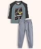 Orange Sugar 100% Cotton Knit Full Sleeves Bike Printed Tee & Joggers Set - Grey