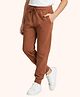 Orange Sugar 100% Cotton Knit Solid Joggers - Brown