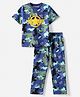 Pine Kids 100% Cotton Bio Washed Single Jersey 180 GSM Knit Half Sleeves T-Shirt & Pyjama Night Suit with Camouflage Print - Blue