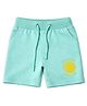nuberry Cotton Knit Baseball Printed Shorts - Aqua Blue