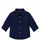nuberry Cotton Woven Full Sleeves Solid Shirt - Navy Blue