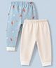 Ben Benny Knit Fleece Jogger Fit Full Length Fleece and Woollen Bottoms with Leaves Print Pack of 2 in Blue Beige