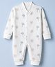 Ben Benny Interlock Knit Front Open Full Sleeves Romper with Sun & Plant Print - White