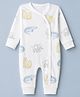 Ben Benny Interlock Knit Full Sleeves Winter Wear Romper With Animal Print - White
