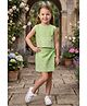 Lei-Chie Cotton Blend Woven Sleeveless Floral & Abstract Embroidered Top & Skort Set - Green