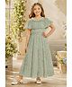Lei-Chie Georgette Woven Cold Shoulder Floral Printed Dress - Green