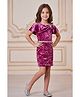 Lei-Chie Velvet Knit Half Sleeves Star Applique Detailed Dress With Belt - Pink