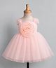 Babyhug Woven 3d Floral Rosette on Yoke Party Dress -Peach