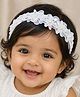 Little Miss Cuttie Pearls & Sequins Embellished Floral Applique Detailed Headband - White