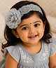 Little Miss Cuttie Floral Applique Detailed & Embroidered Headband - Grey