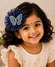 Little Miss Cuttie Luxury Tulle Flower Butterfly Applique Detailed Hair Clip- Navy Blue