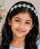 Little Miss Cuttie Floral Applique & Pearls Detailed Hair Band - Blue