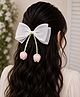Little Miss Cuttie Bow & Tulips Applique Detailed Hair Clip - White