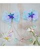 Little Miss Cuttie Bow Applique & Chain Detailed Sea Shells & Starfish Embellished Hair Clip - Blue