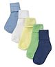 Doodle Poodle Cotton Knit Ankle Length Solid Socks Pack of 5 - Off White, Navy Blue, Light Green, Lemon & Blue