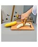 Kidocoo Wooden Chopping Board with Wooden Knife - Brown
