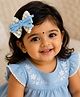 Little Miss Cuttie Floral Embroidered Bow Applique Lace Detailed Headband - Light Blue