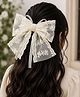 Little Miss Cuttie Pearls Embellished Floral Embroidered Bow Applique Detailed - Off White