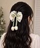 Little Miss Cuttie Floral Printed Bow & Tulip Applique Detailed Hair Clip - Light Yellow